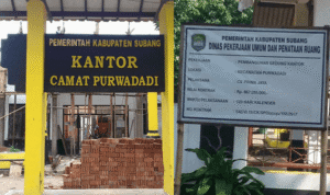 Diduga Pekerjaan Kantor Kecamatan Purwadadi Menyimpang