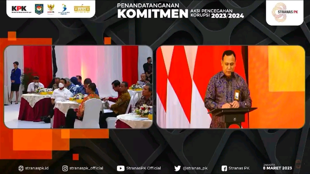 Pemkab Indramayu Ikuti Kegiatan Penandatanganan Komitmen Aksi Pencegahan Korupsi
