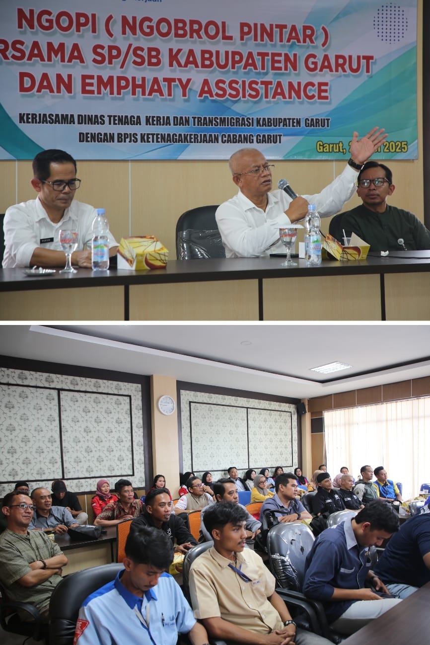 Pemkab Garut Beri Dukungan Kepada Disnakertrans Garut Dalam Kegiatan Ngopi (Ngobrol Pintar) Bersama SP/SB Kabupaten Garut